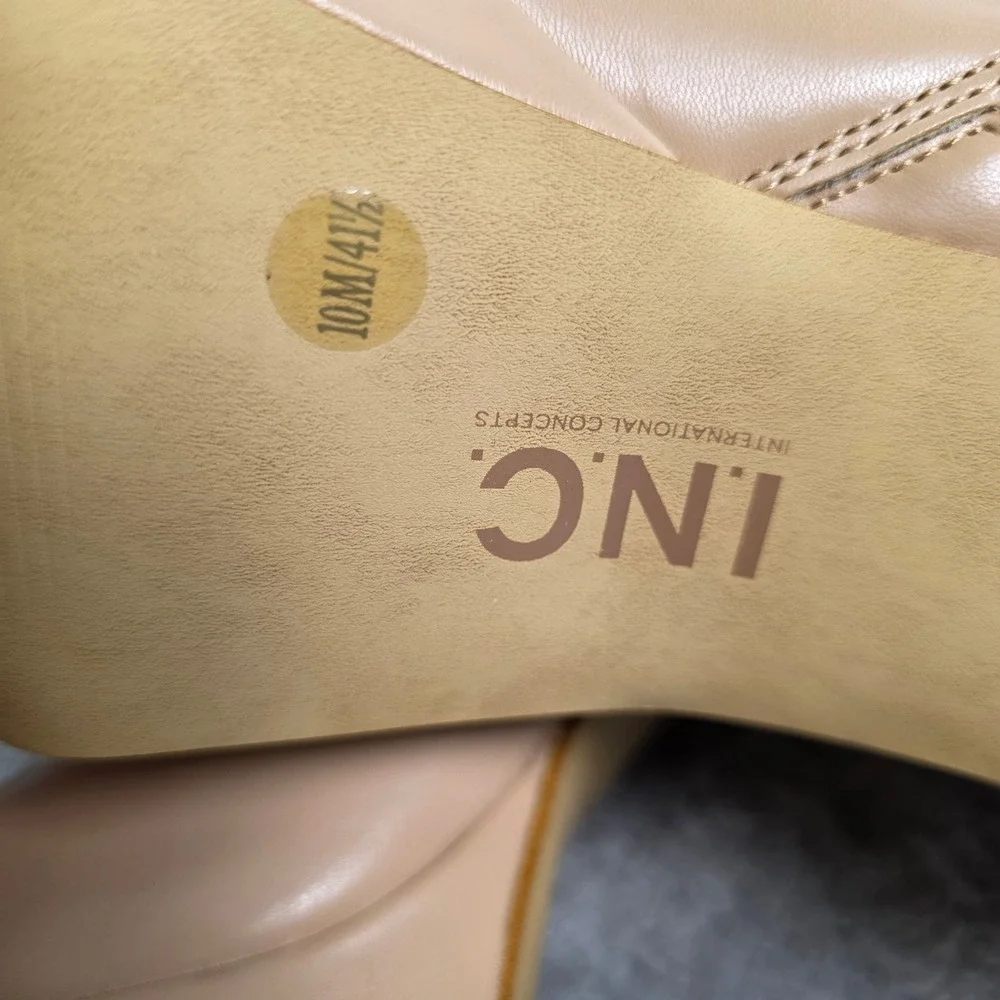 INC Platform Stiletto High Heel Ankle Boots Natural Tan Beige 10M NIB Statement!
